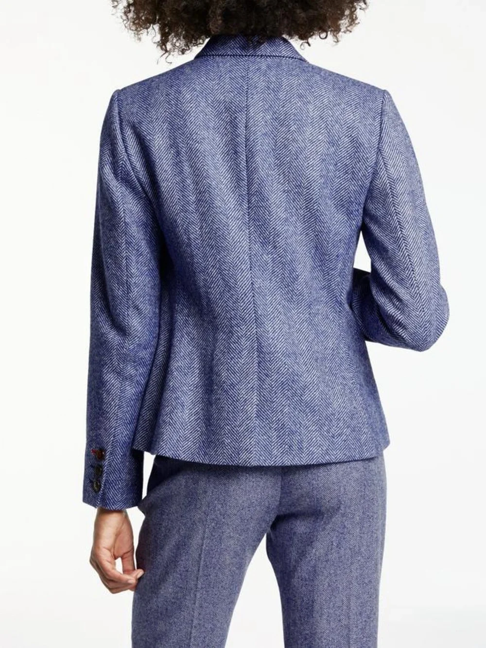 NWT Boden Elizabeth British Tweed Blazer in Blue/Ivory Herringbone, US 10R - Picture 3 of 13